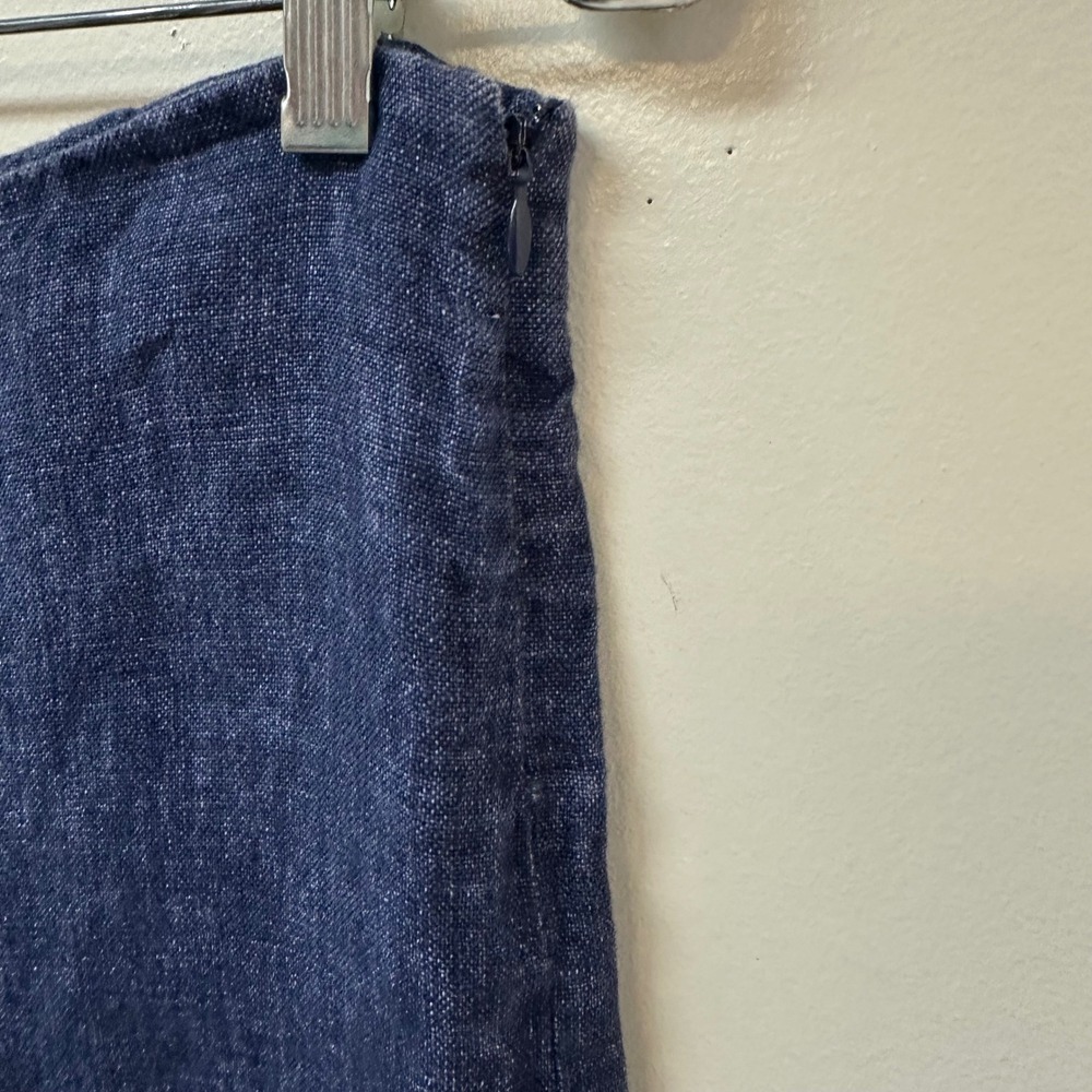 Theory Terena B Indigo Blue 100% Linen Wide Leg Cropped Pants Size 6 Made in USA - Picture 7 of 8